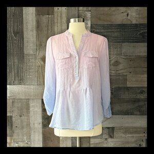 Pink Purple Blue ombre henley top small hyper feminine resortwear balletcore